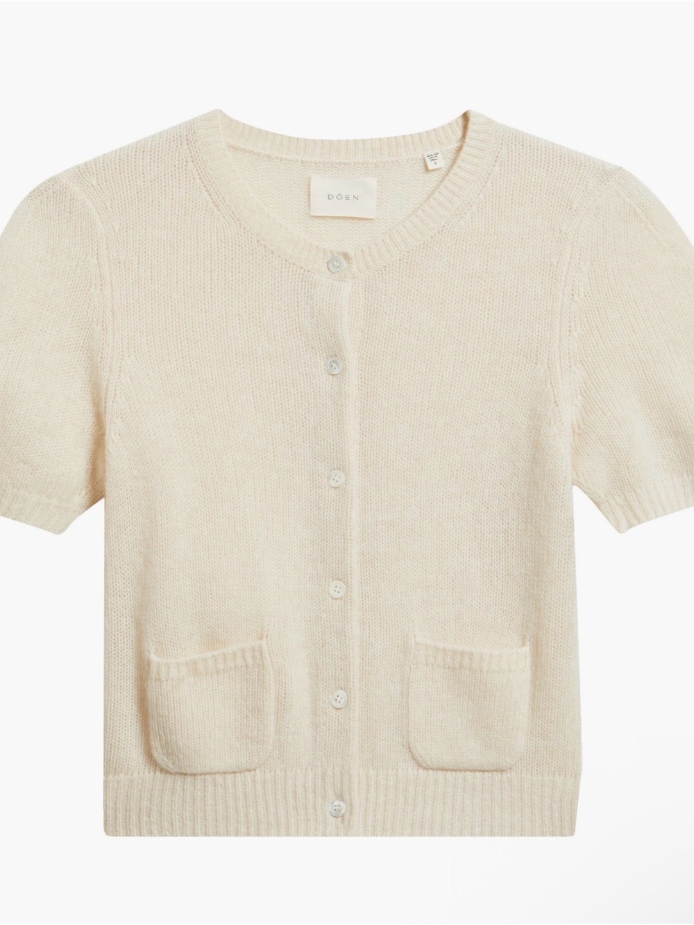 Doen Alesia Cashmere Short Sleeve Cardigan sweater top Dogwood Ivory off white